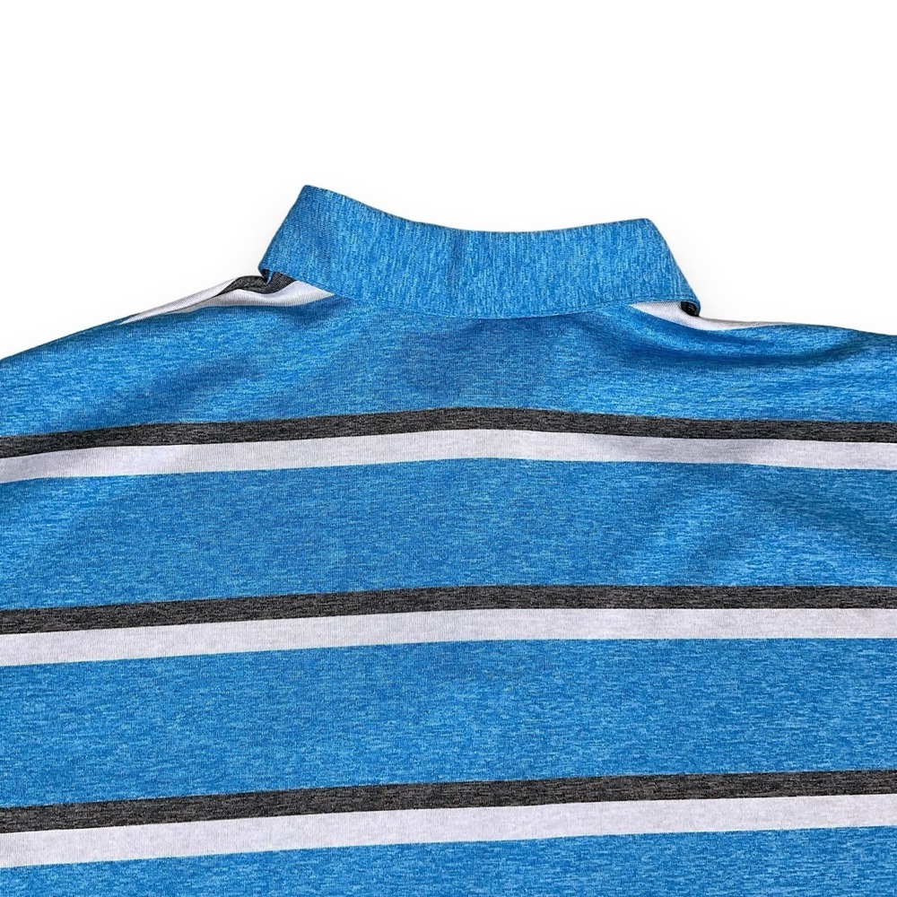 Callaway Polo Shirt Mens Medium Blue Gray Stripe Golf Opti Dri Short Sleeve EUC - Picture 10 of 15